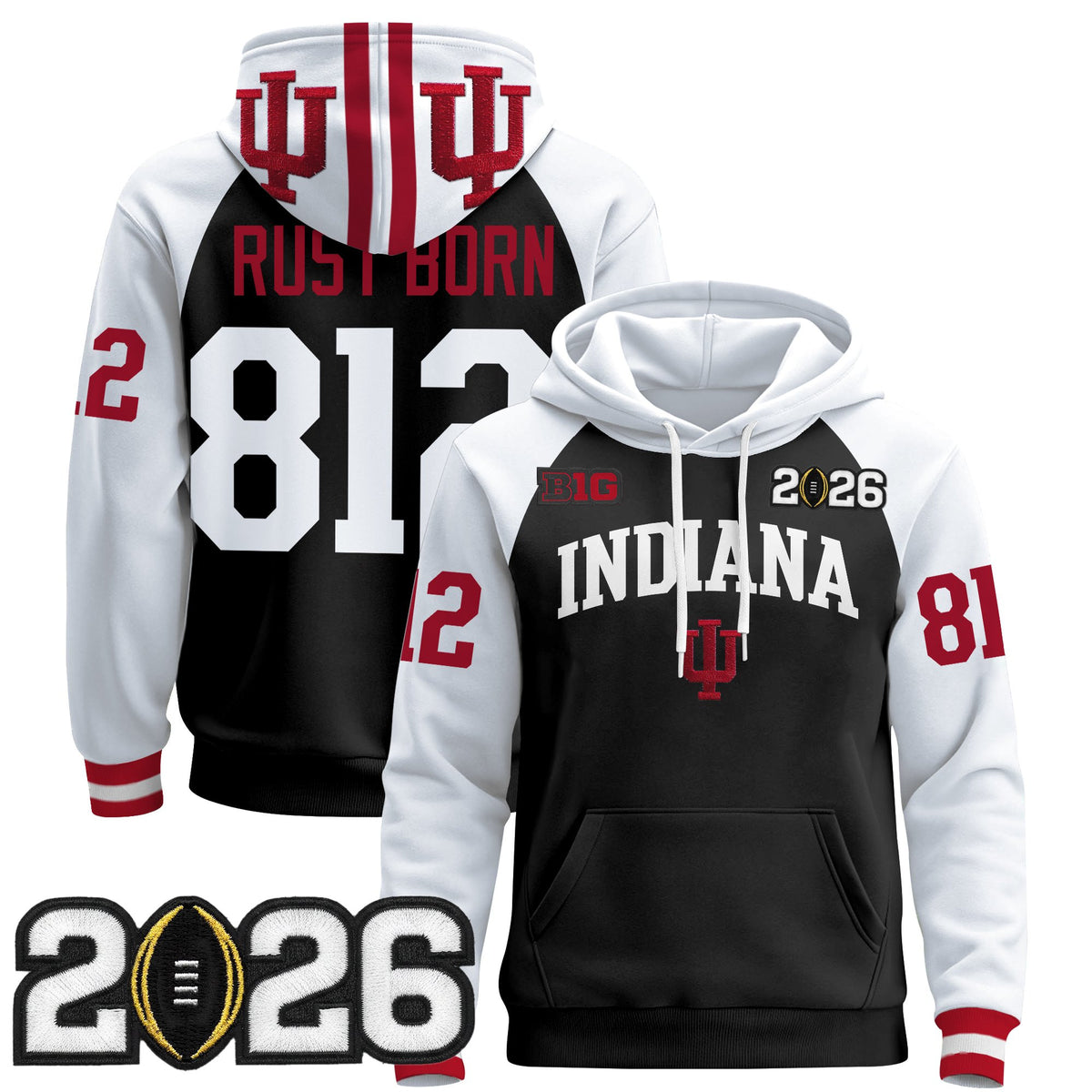 Men's Indiana Hoosiers 2026 CFP Final Patch Premium Pullover Hoodie - All Stitched