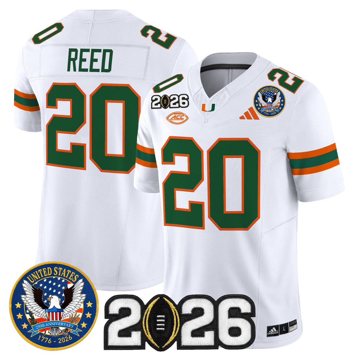 Men's Miami Hurricanes "United States 250th Anniversary & 2026 CFP Final Patch" Vapor Limited Jersey - All Stitched