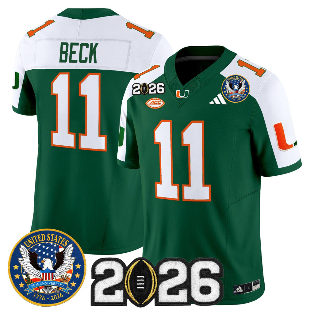 Men's Miami Hurricanes "United States 250th Anniversary & 2026 CFP Final Patch" Vapor Limited Jersey - All Stitched