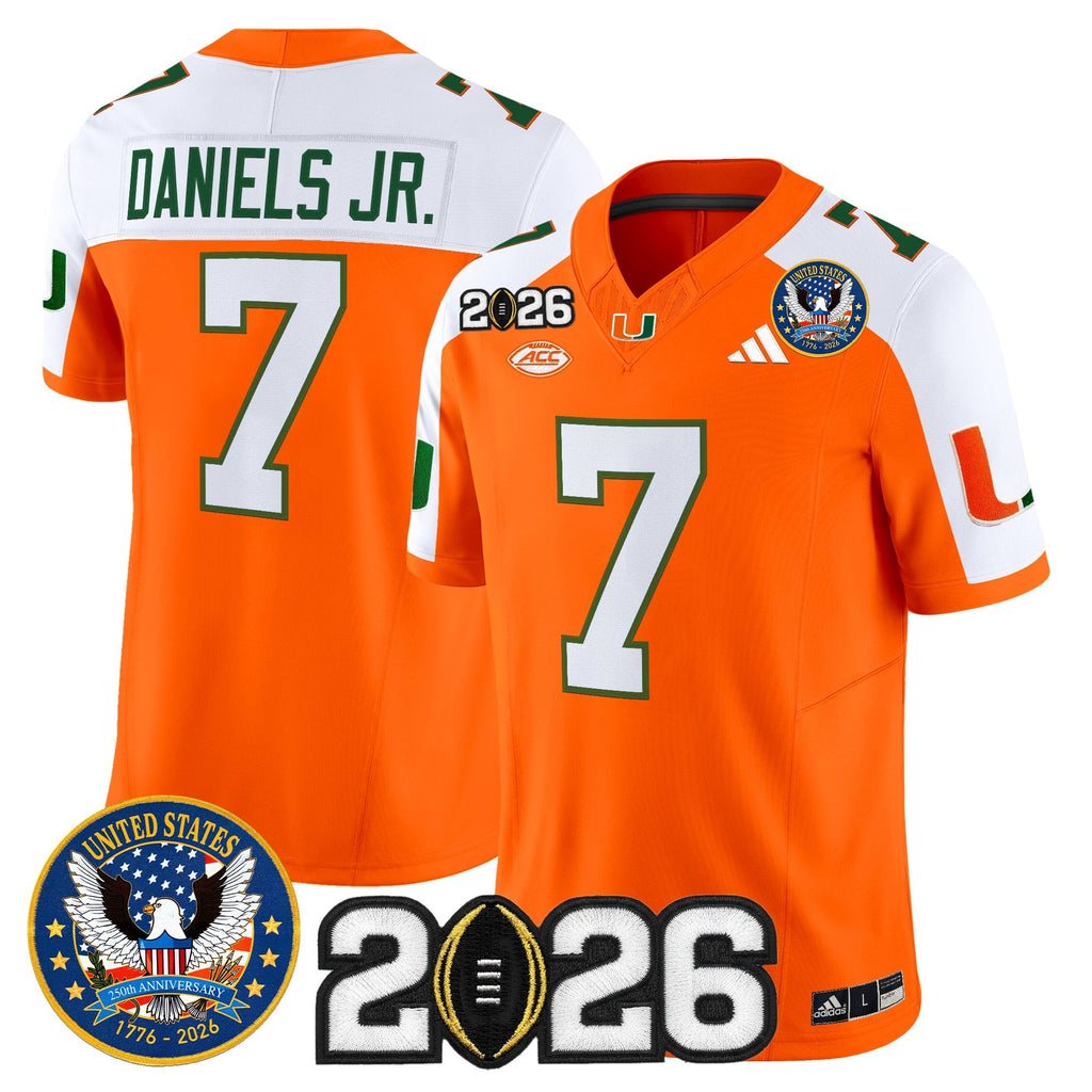 Men's Miami Hurricanes "United States 250th Anniversary & 2026 CFP Final Patch" Vapor Limited Jersey - All Stitched