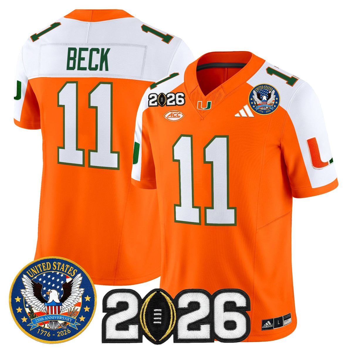 Men's Miami Hurricanes "United States 250th Anniversary & 2026 CFP Final Patch" Vapor Limited Jersey - All Stitched