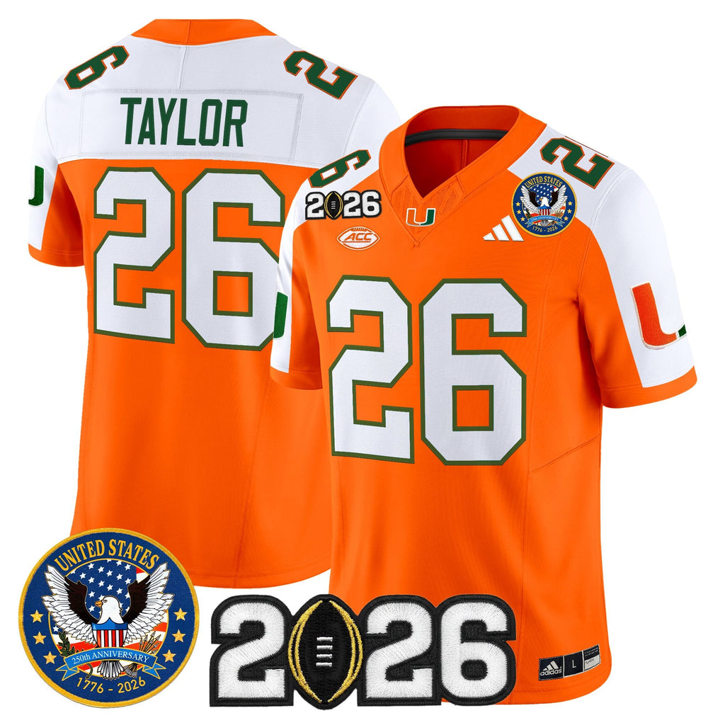Men's Miami Hurricanes "United States 250th Anniversary & 2026 CFP Final Patch" Vapor Limited Jersey - All Stitched