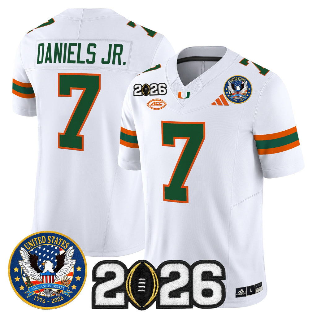Men's Miami Hurricanes "United States 250th Anniversary & 2026 CFP Final Patch" Vapor Limited Jersey - All Stitched