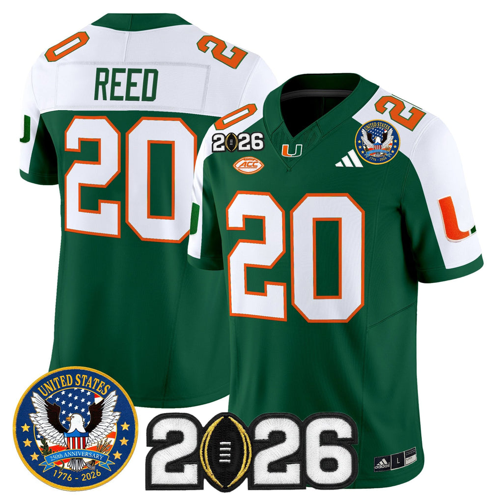 Men's Miami Hurricanes "United States 250th Anniversary & 2026 CFP Final Patch" Vapor Limited Jersey - All Stitched