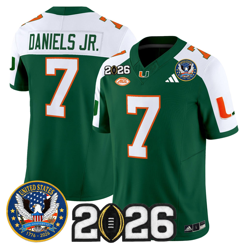 Men's Miami Hurricanes "United States 250th Anniversary & 2026 CFP Final Patch" Vapor Limited Jersey - All Stitched