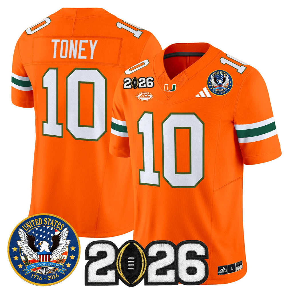 Men's Miami Hurricanes "United States 250th Anniversary & 2026 CFP Final Patch" Vapor Limited Jersey - All Stitched