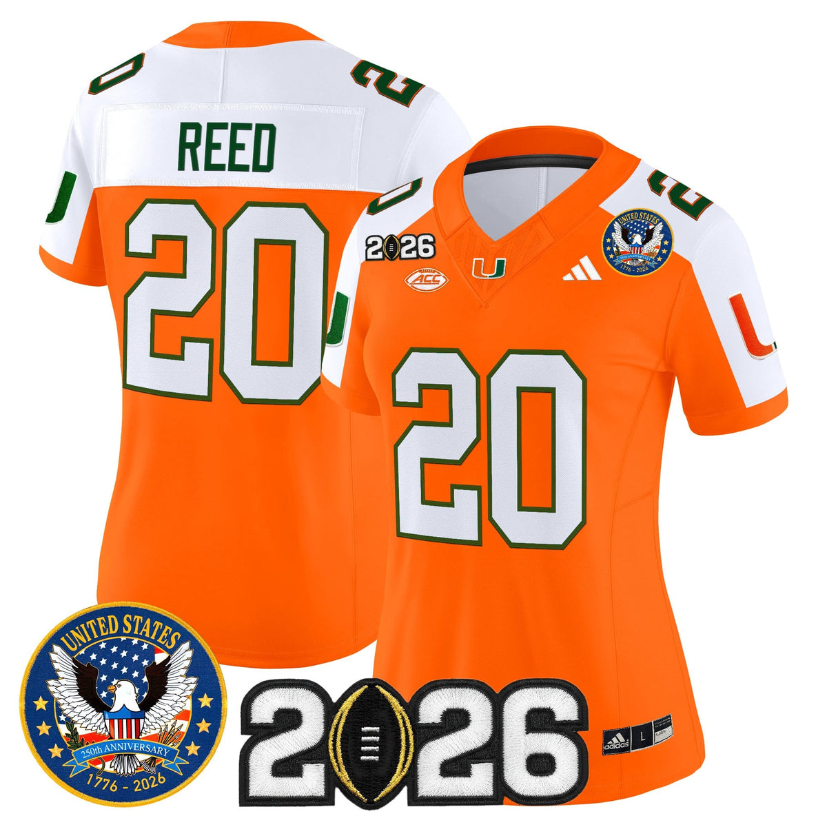 Women's Miami Hurricanes "United States 250th Anniversary & 2026 CFP Final Patch" Vapor Limited Jersey - All Stitched