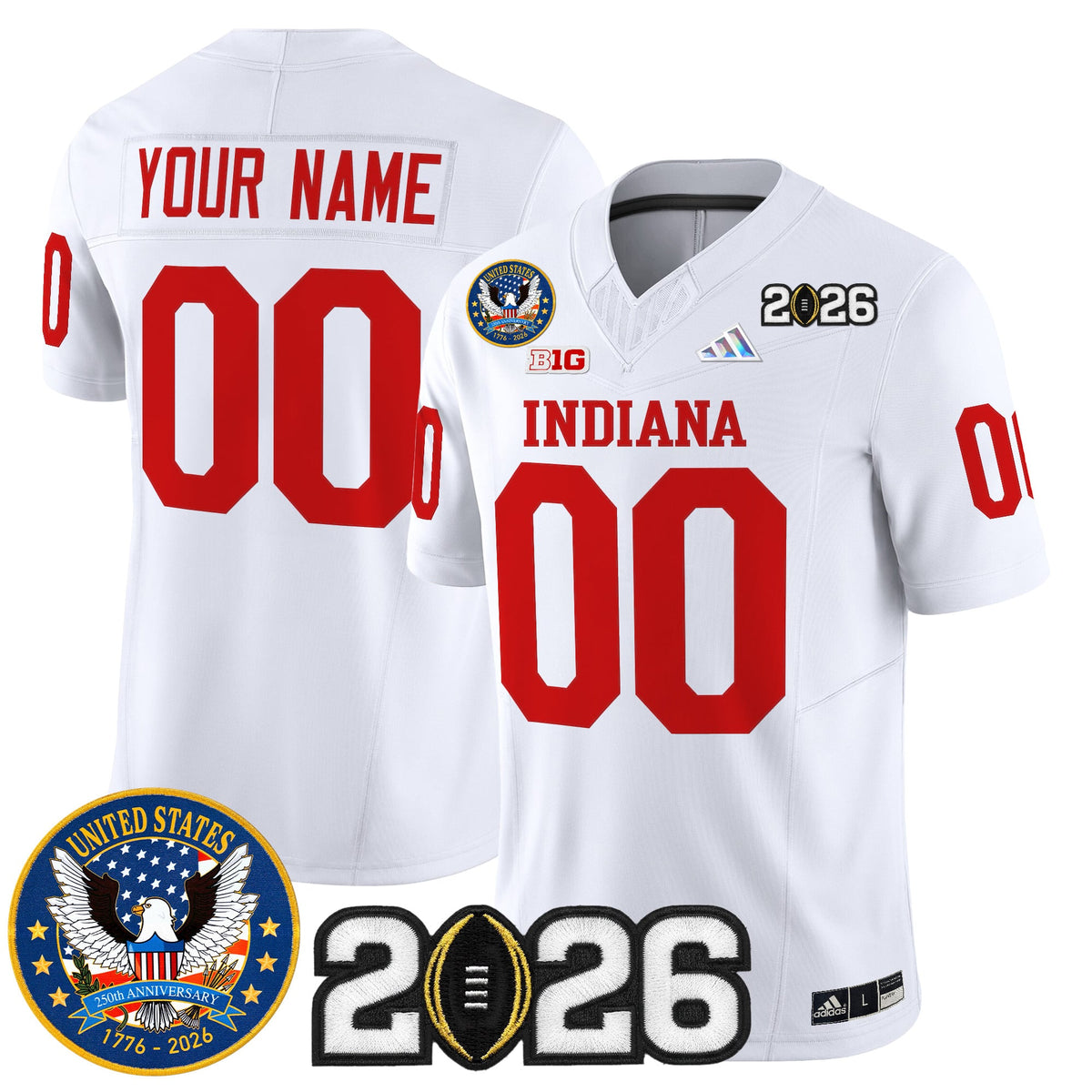 Indiana Hoosiers "United States 250th Anniversary Patch" Vapor Limited Custom Jersey V2 - All Stitched