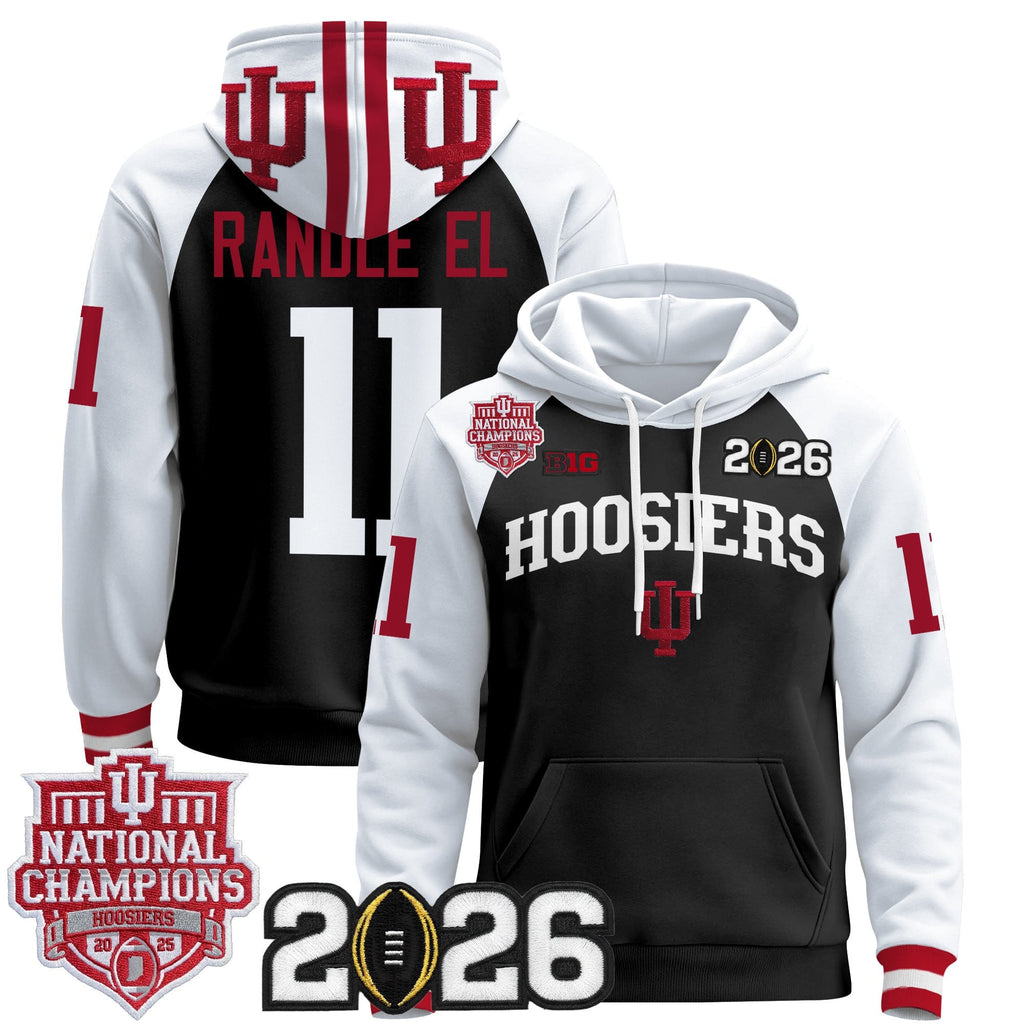 Men's Indiana Hoosiers 2025 National Champions & 2026 CFP Final Patch Premium Pullover Hoodie - All Stitched