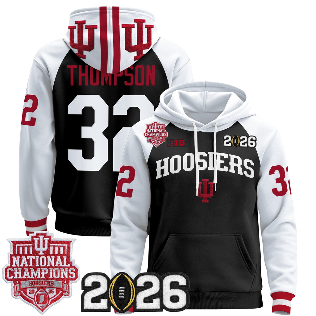Men's Indiana Hoosiers 2025 National Champions & 2026 CFP Final Patch Premium Pullover Hoodie - All Stitched