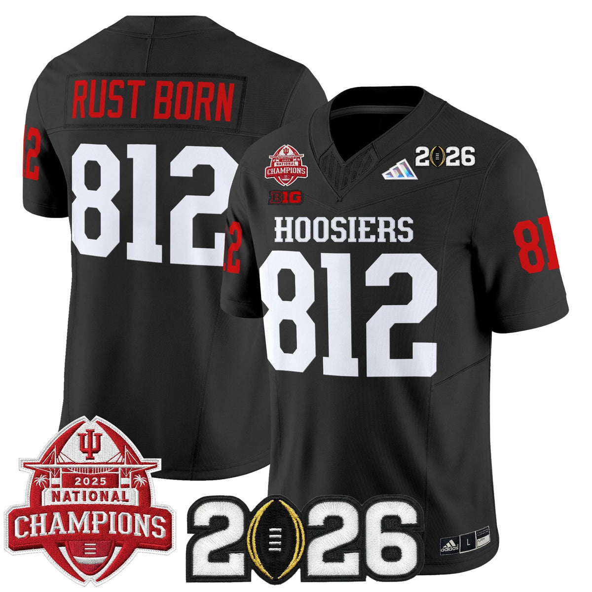 Men's Indiana Hoosiers 2025 National Champions & 2026 CFP Final Patch Vapor Limited Jersey V2 - All Stitched