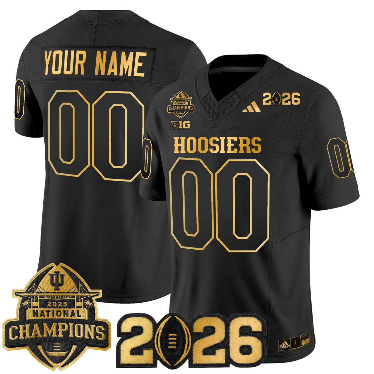 Indiana Hoosiers 2025 National Champions & 2026 CFP Final Patch Gold Vapor Limited Custom Jersey - All Stitched