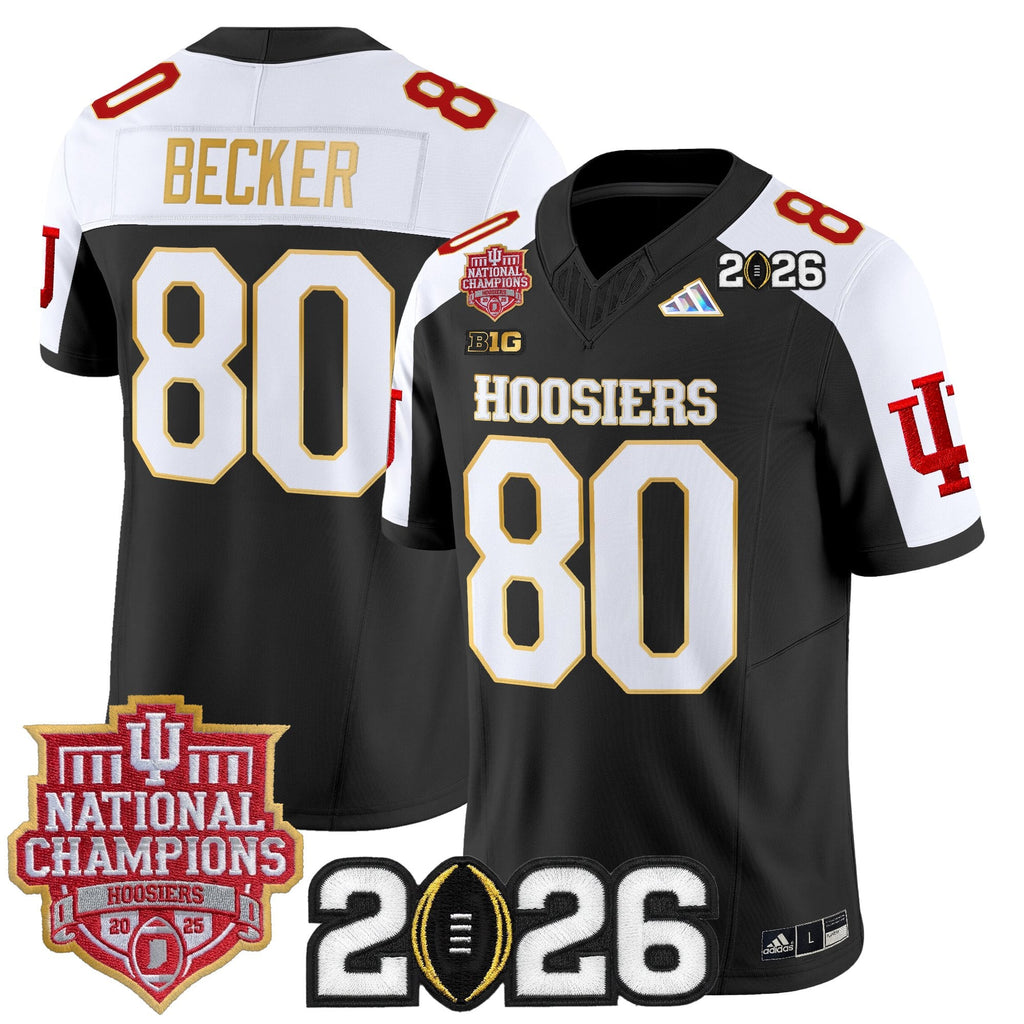 Men's Indiana Hoosiers 2025 National Champions & 2026 CFP Final Patch Gold Trim Vapor Limited Jersey - All Stitched