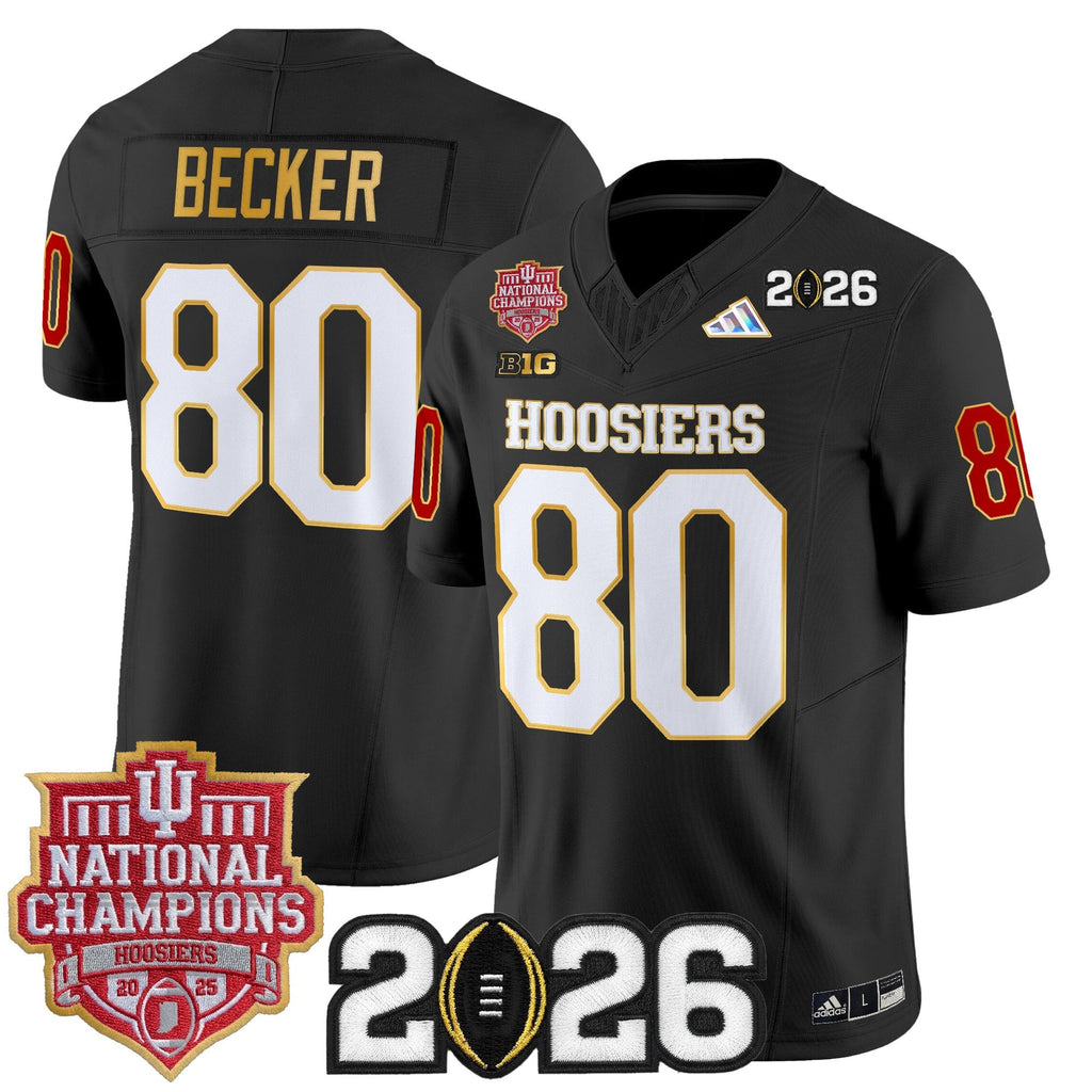 Men's Indiana Hoosiers 2025 National Champions & 2026 CFP Final Patch Gold Trim Vapor Limited Jersey - All Stitched