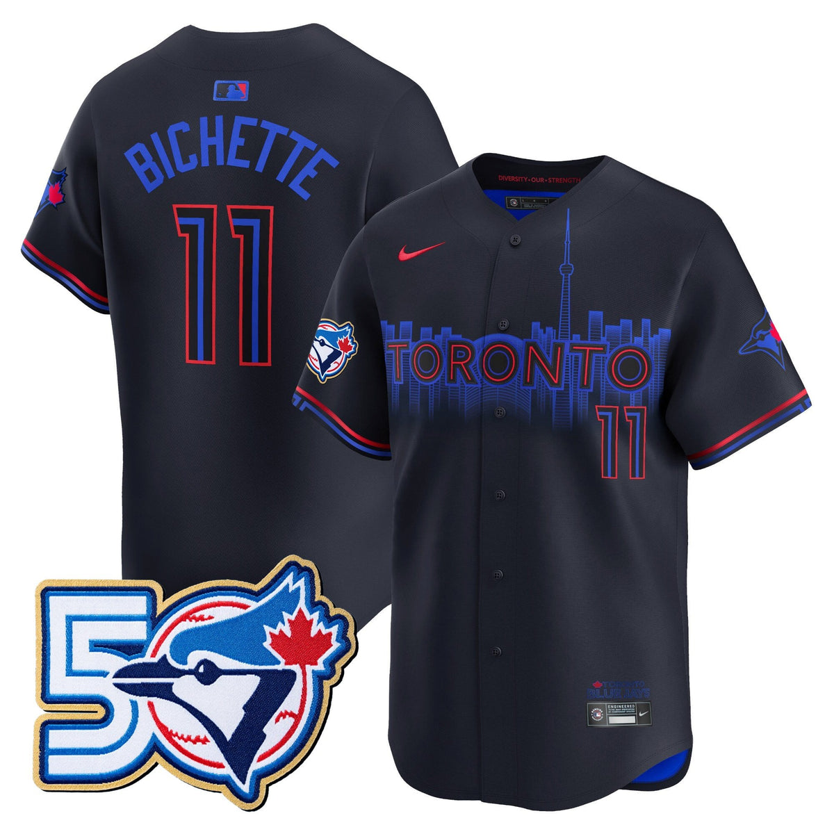 Men's Toronto Blue Jays 50 Seasons Patch Vapor Premier Limited Jersey - All Stitched