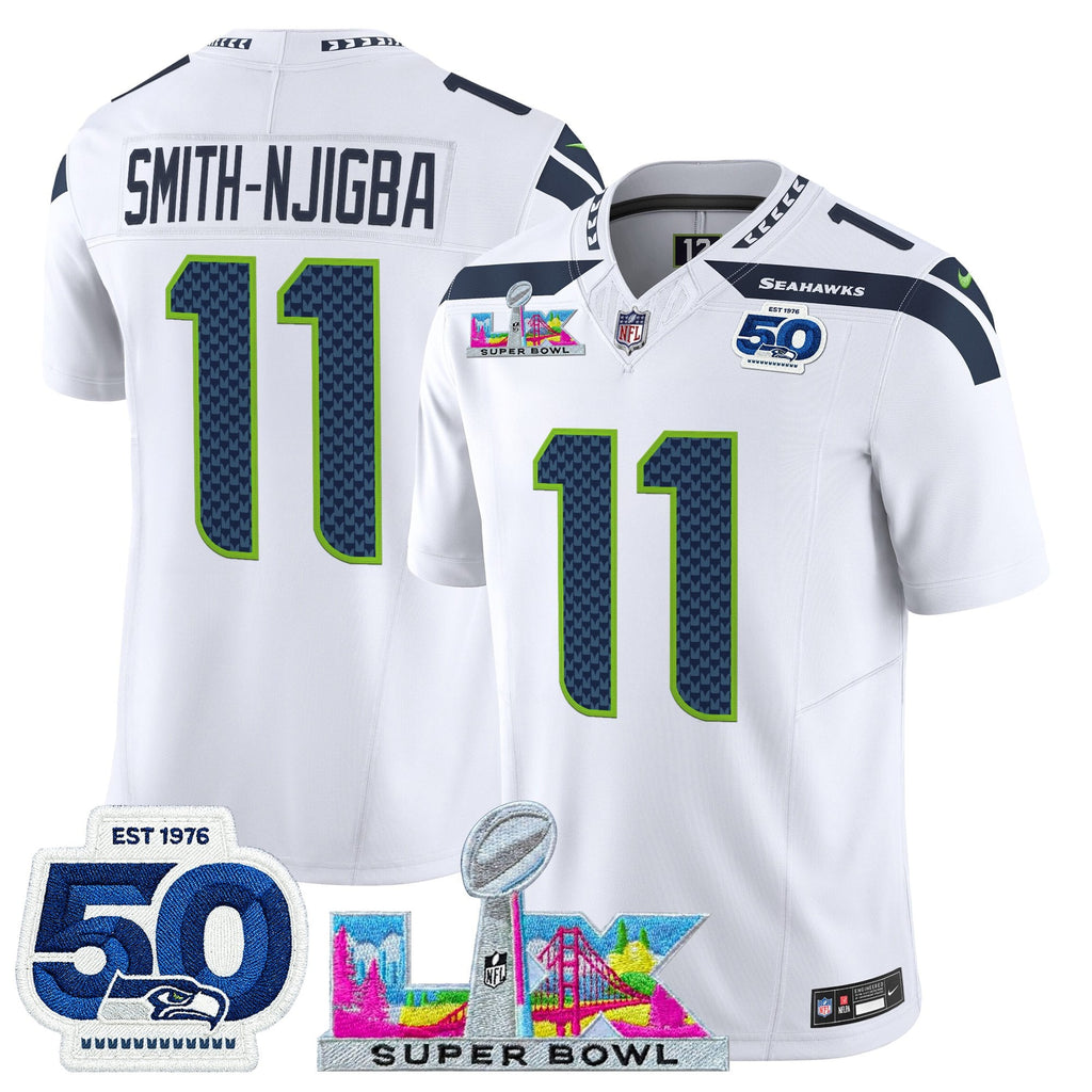 Men's Seattle Seahawks "Super Bowl LX & 50th Patch" Vapor Limited Jersey - All Stitched