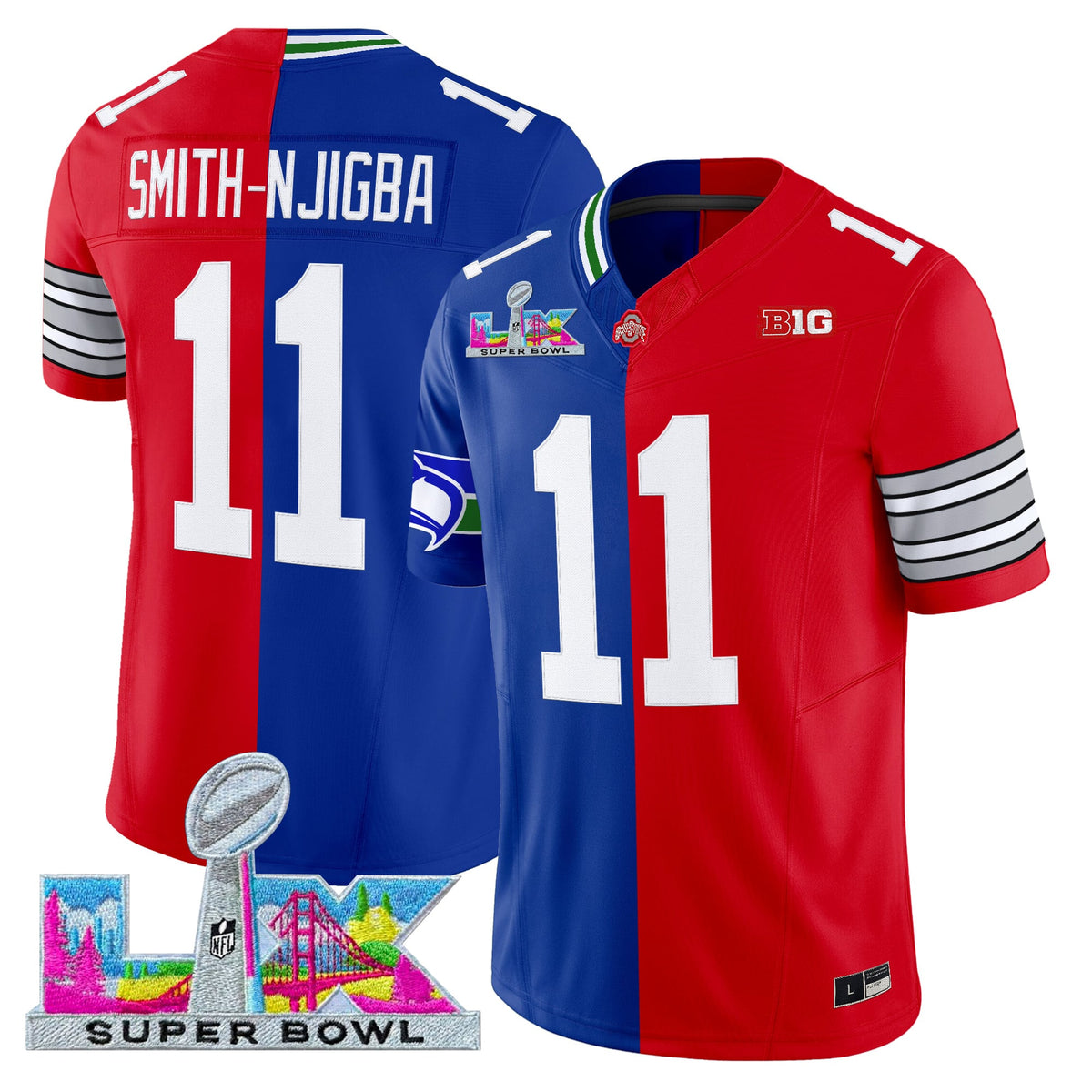 #11 Jaxon Smith-Njigba Super Bowl LX Split Vapor Limited Jersey - All Stitched