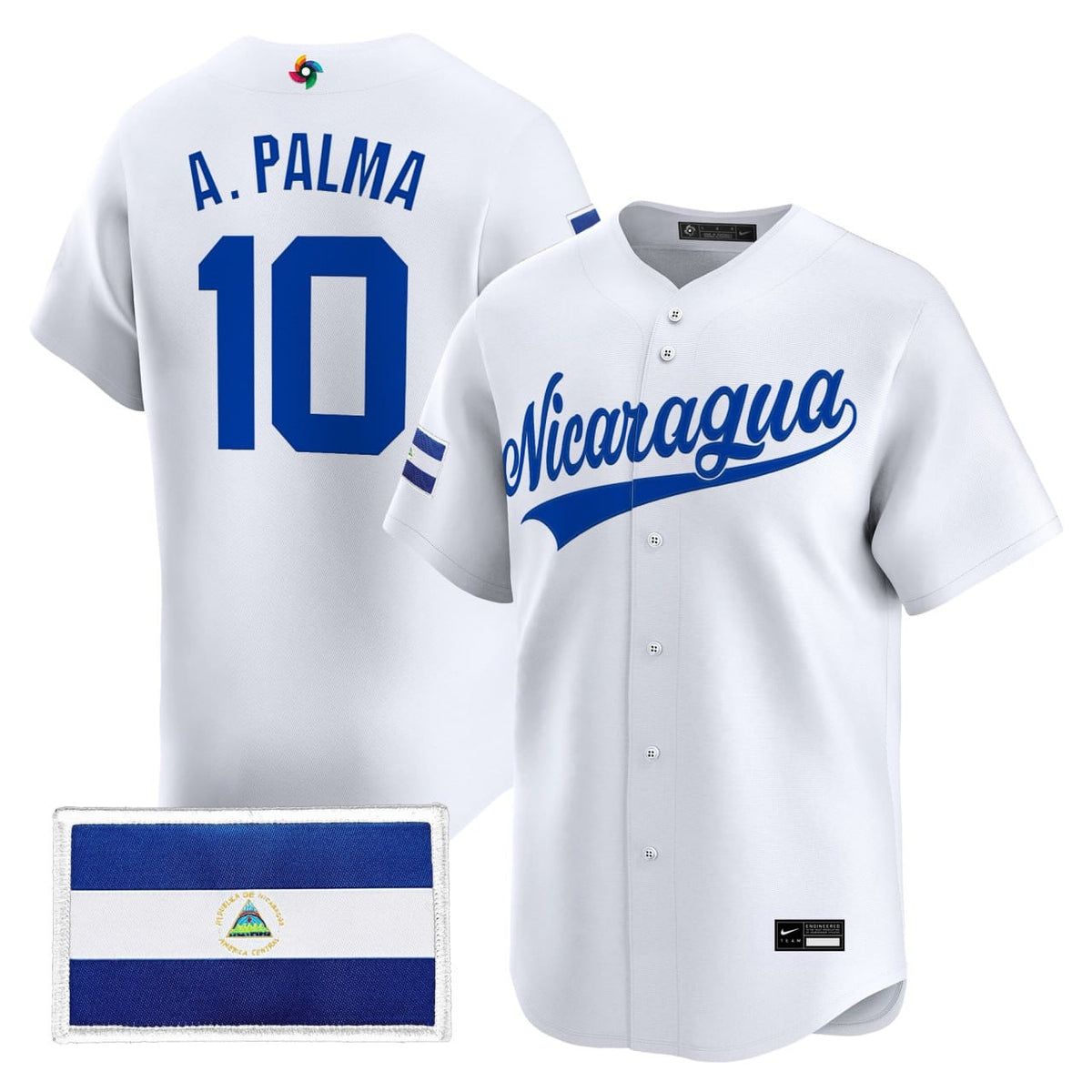 White Team Nicaragua 2026 World Baseball Classic Vapor Premier Jersey - All Stitched