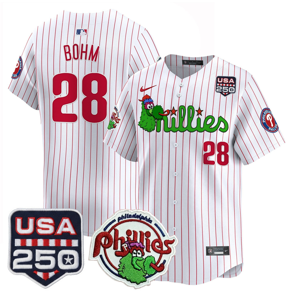 Men's Philadelphia Phillies Phanatic & 250America Patch Vapor Premier Limited Jersey - All Stitched