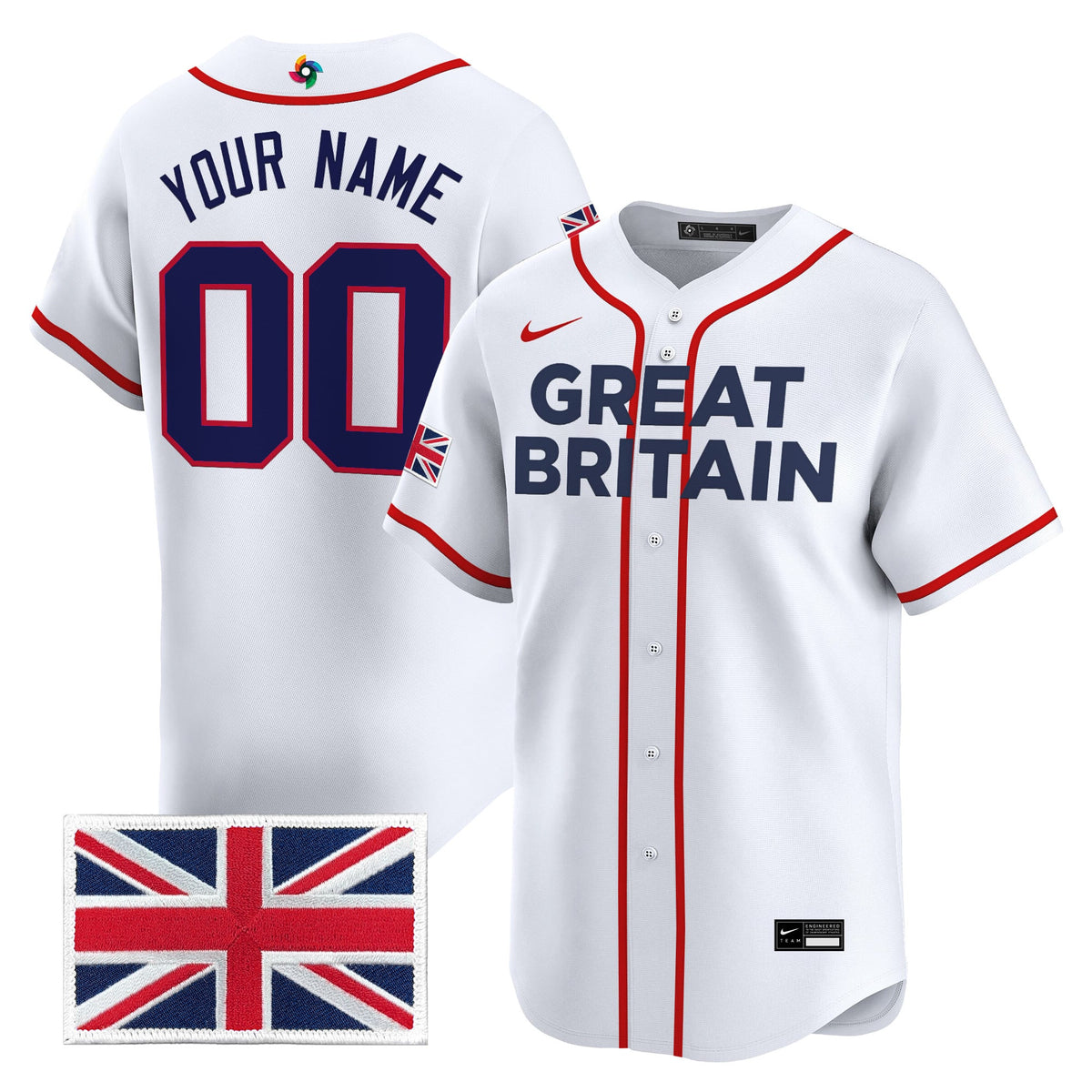 Team Great Britain 2026 World Baseball Classic Vapor Premier Custom Jersey - All Stitched