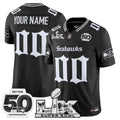 Seattle Seahawks "Super Bowl LX & 50th Patch" Vapor Limited Custom Jersey - Gothic Edition - All Stitched