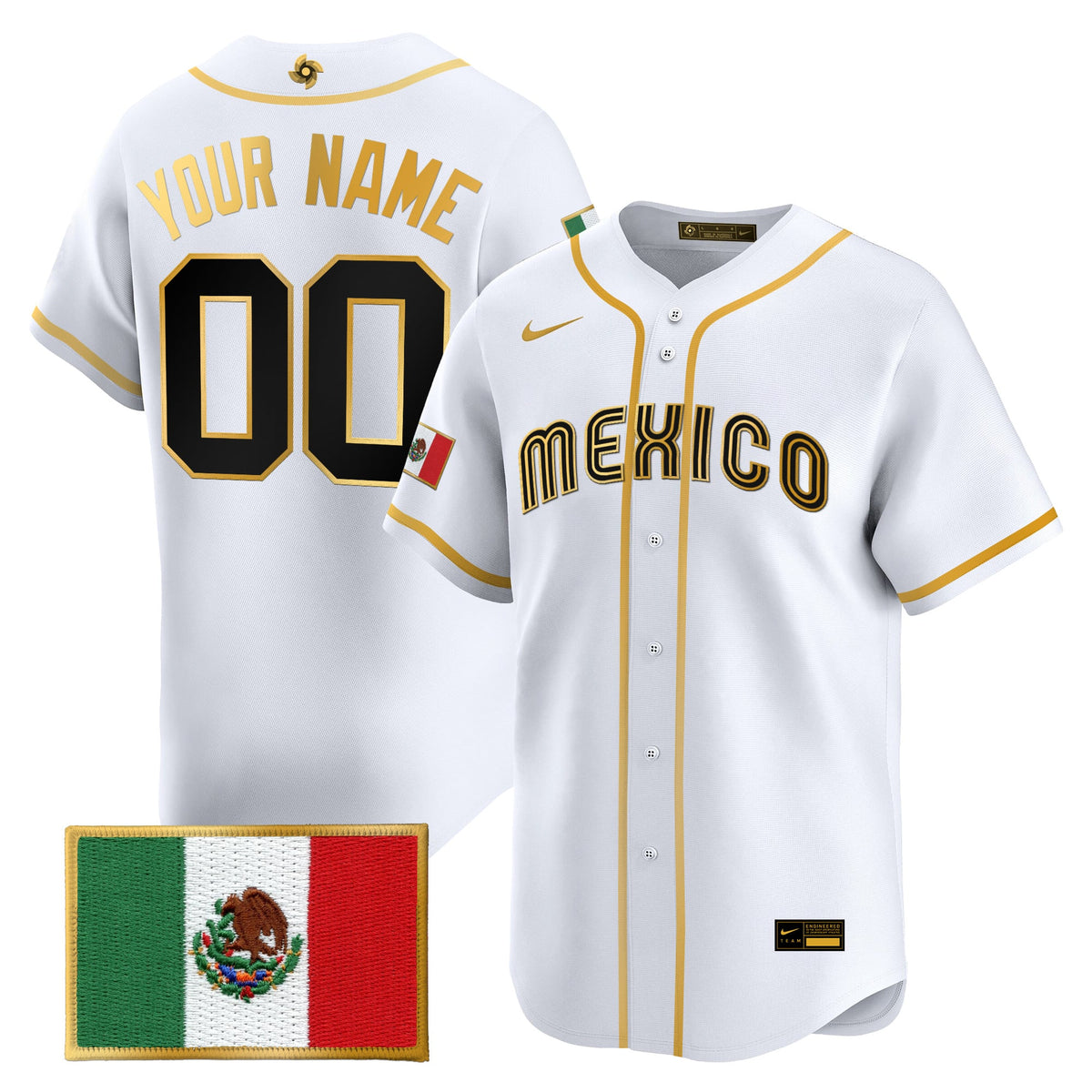 Team Mexico World Baseball Classic Gold Vapor Premier Custom Jersey - All Stitched