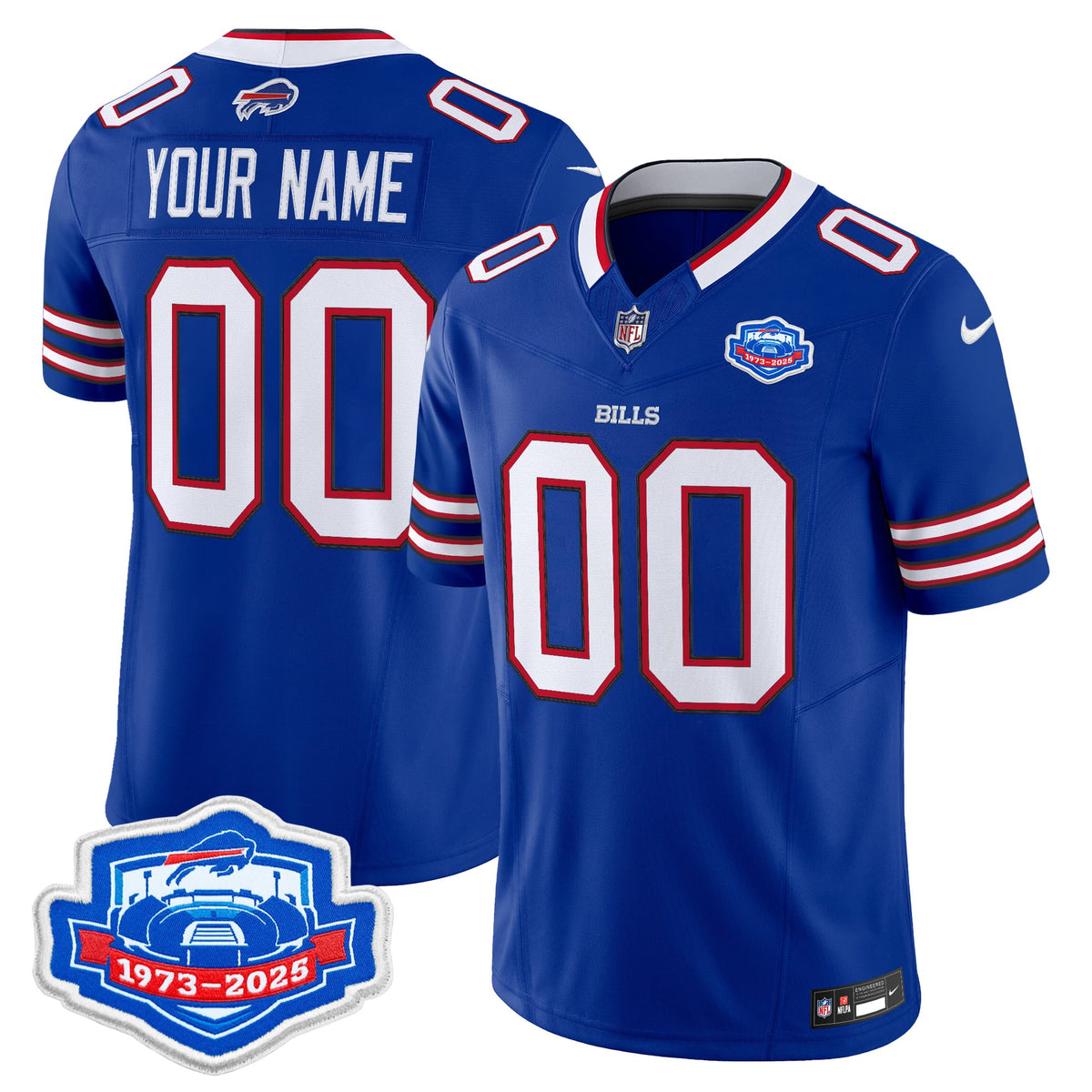 Buffalo Bills 1973 - 2025 Farewell Season Patch Vapor Limited Custom Jersey - All Stitched