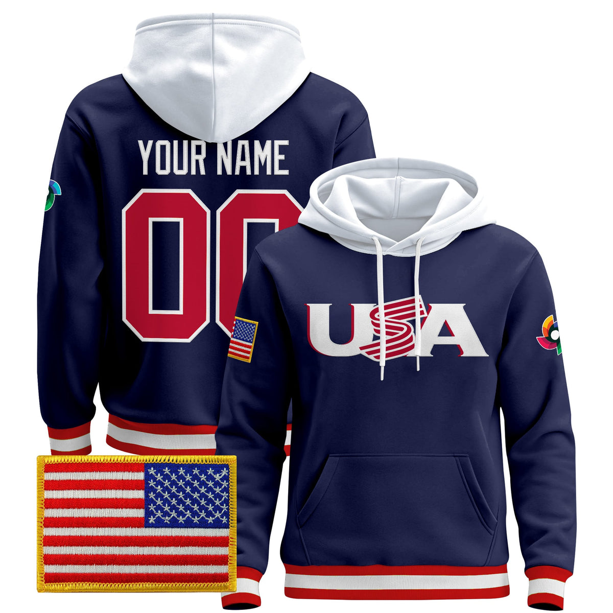 Team USA 2026 World Baseball Classic Vapor Premier Custom Hoodie Jersey - All Stitched