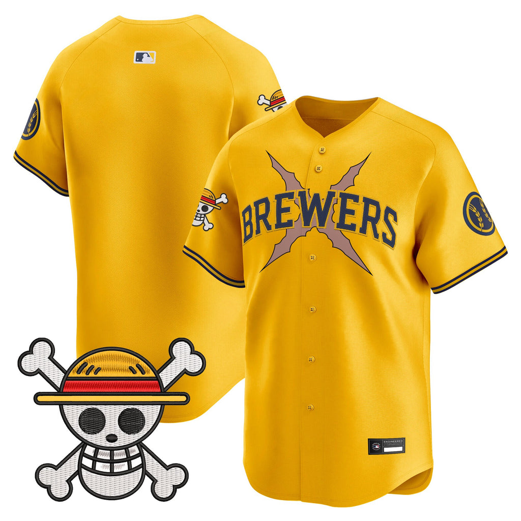 Men's Milwaukee Brewers x One Piece Vapor Premier Limited Jersey - Stitched