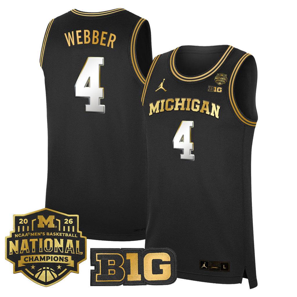 Men's Michigan Wolverines 2026 National Champions Patch Basketball Jersey - All Stitched