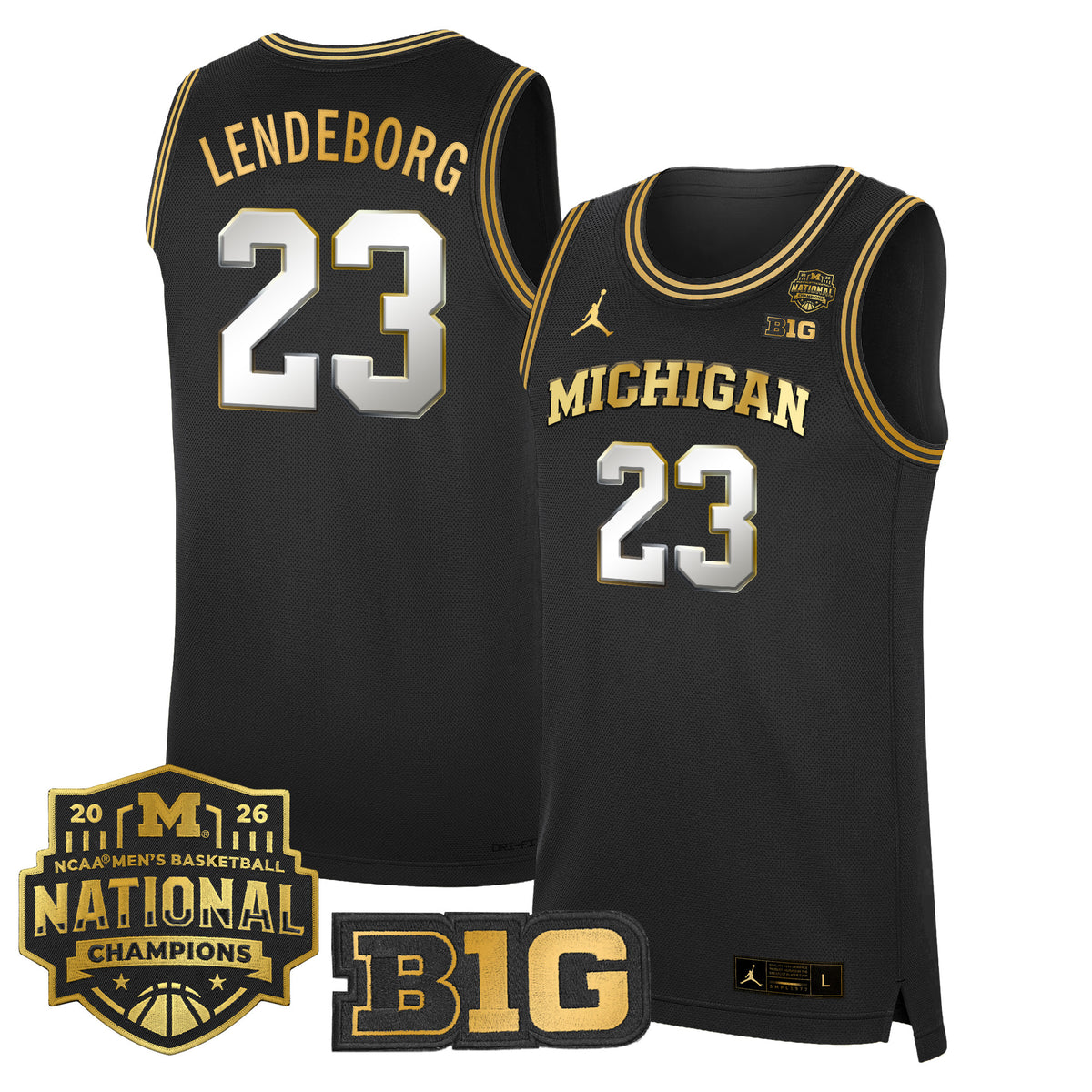 Men's Michigan Wolverines 2026 National Champions Patch Basketball Jersey - All Stitched