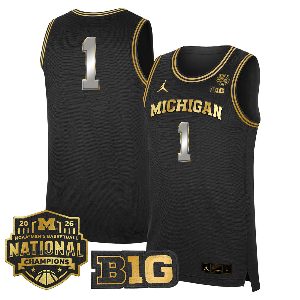 Men's Michigan Wolverines 2026 National Champions Patch Basketball Jersey - All Stitched