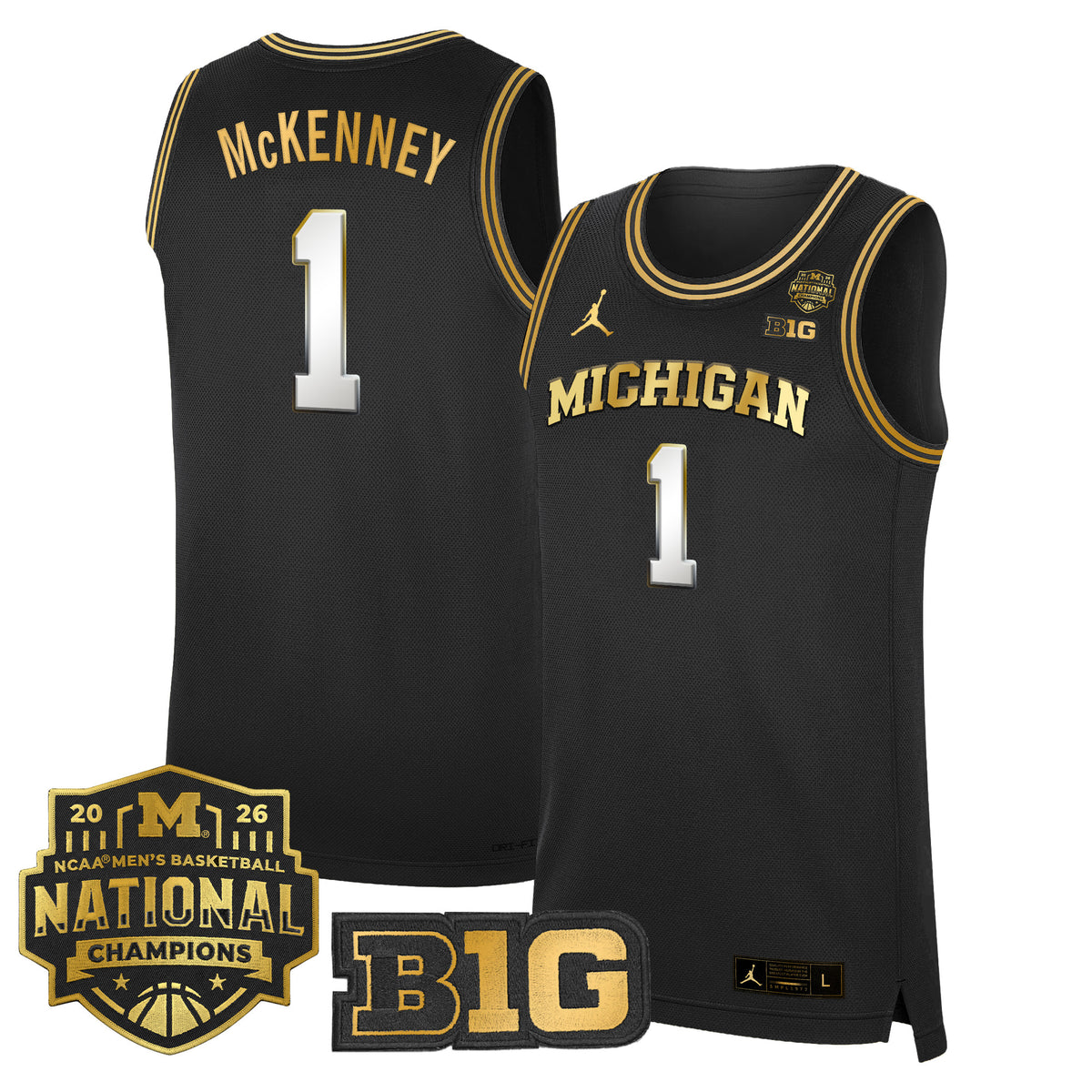 Men's Michigan Wolverines 2026 National Champions Patch Basketball Jersey - All Stitched