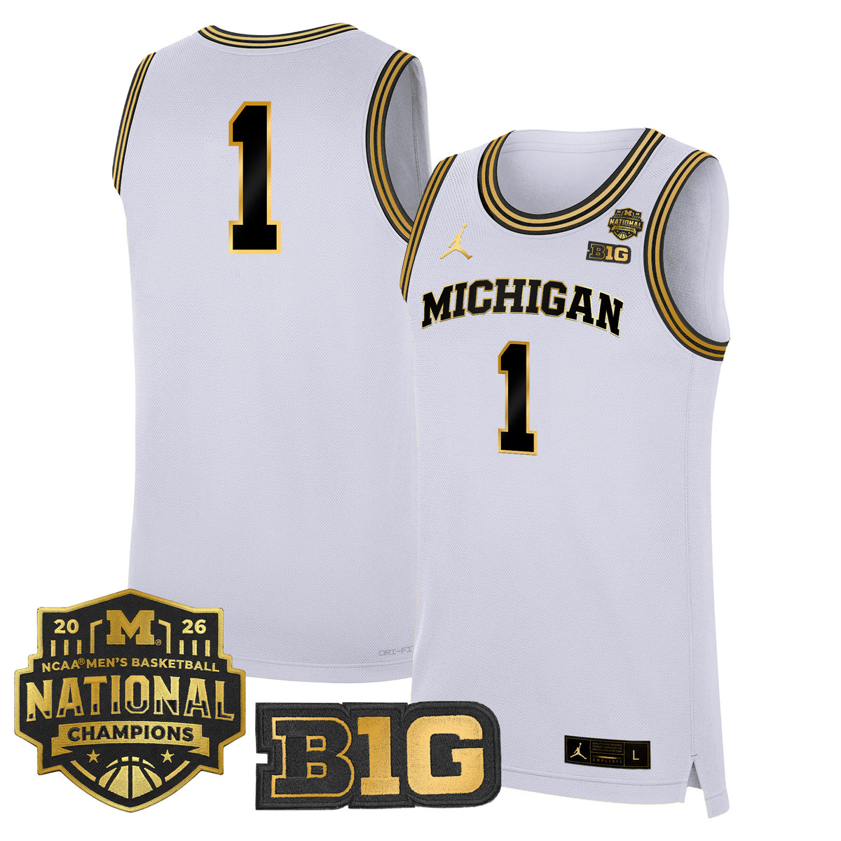 Men's Michigan Wolverines 2026 National Champions Patch Basketball Jersey - All Stitched