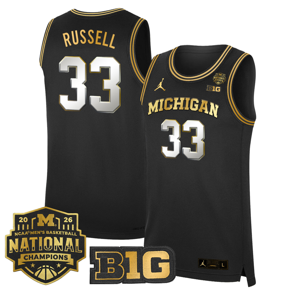 Men's Michigan Wolverines 2026 National Champions Patch Basketball Jersey - All Stitched