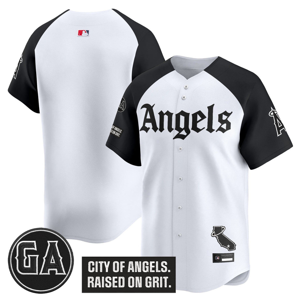 Men's Los Angeles Angels 'Garret Anderson Tribute Patch' Vapor Premier Limited Jersey - Gothic Edition - All Stitched