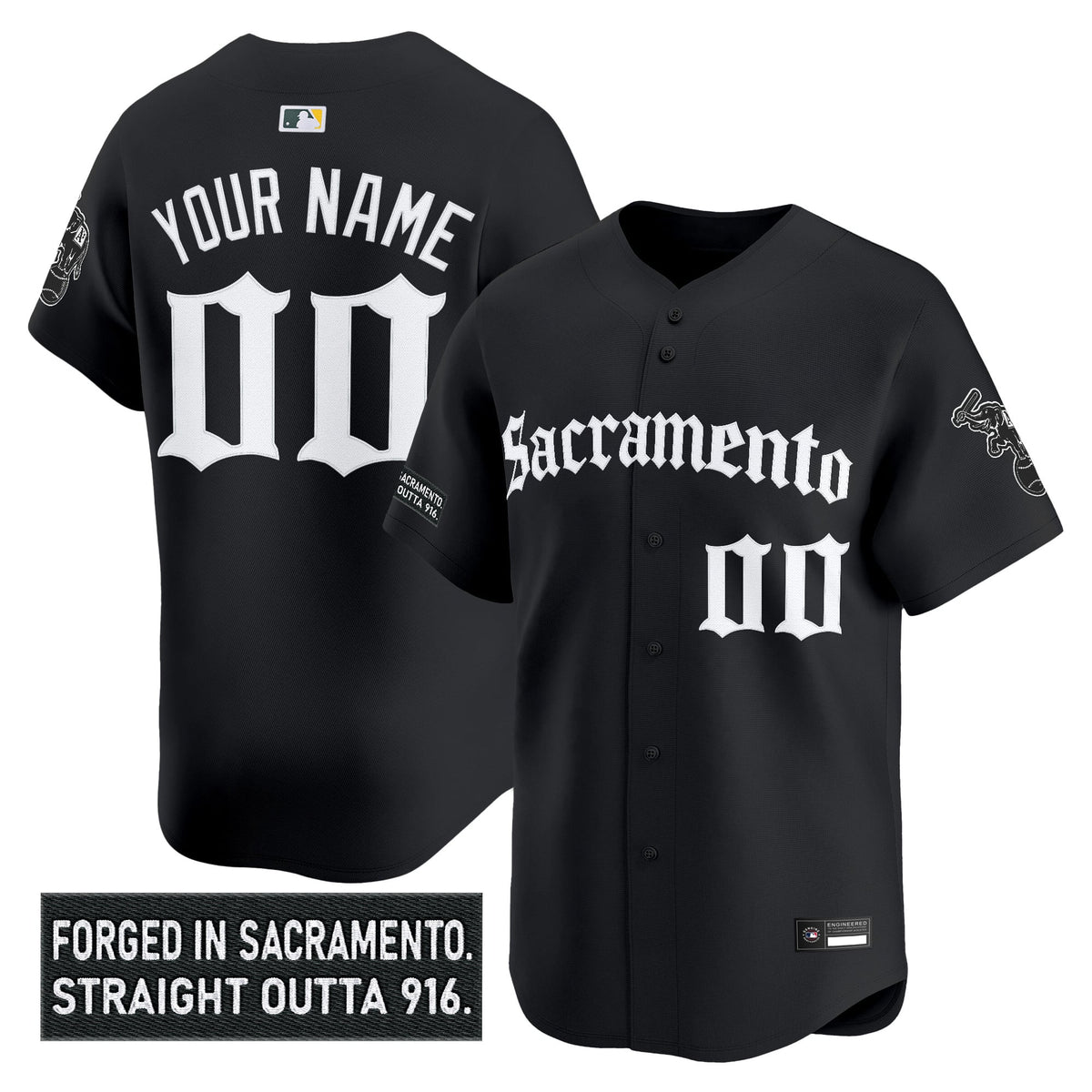 Athletics 'Sacramento Gothic Edition' Vapor Premier Limited Custom Jersey - All Stitched