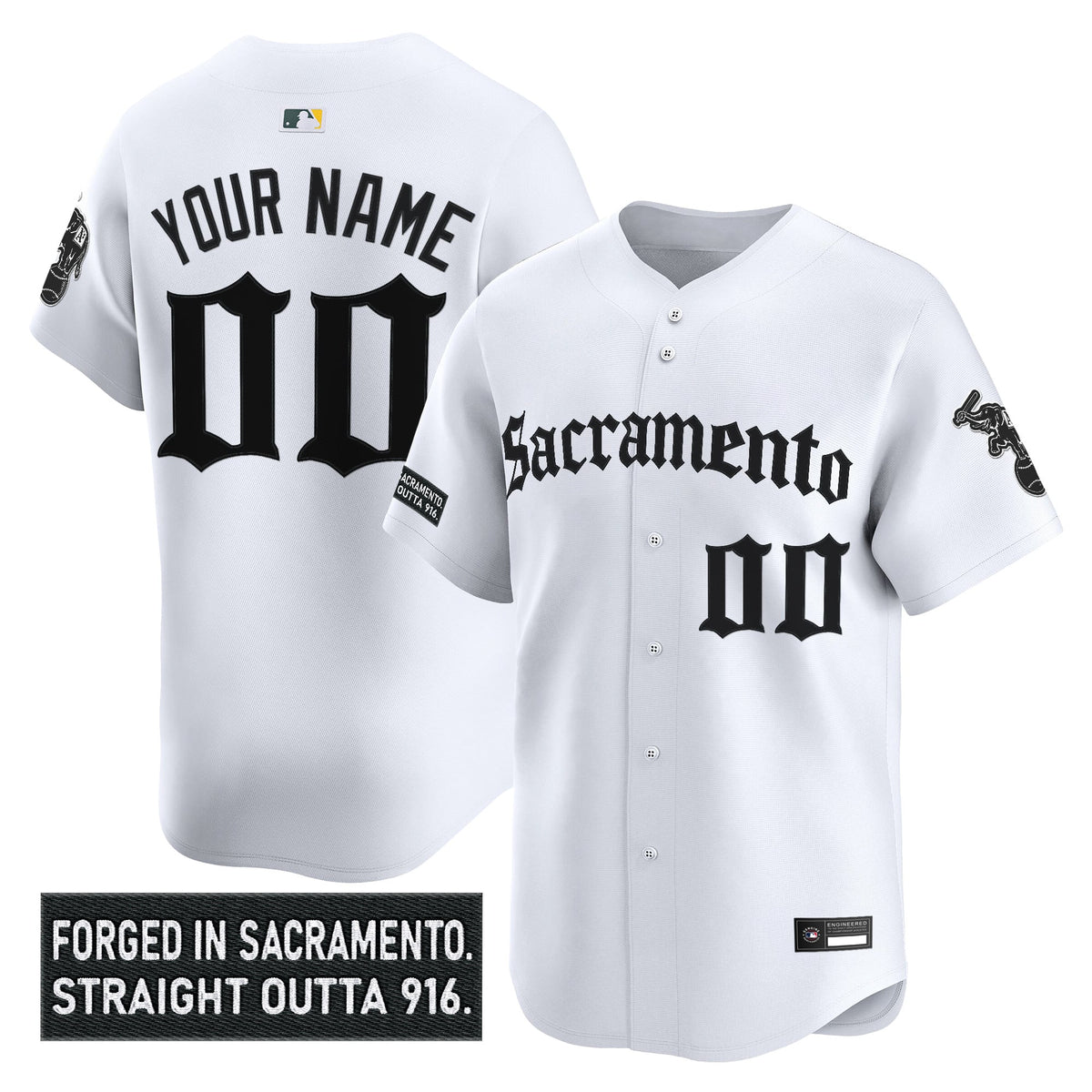 Athletics 'Sacramento Gothic Edition' Vapor Premier Limited Custom Jersey - All Stitched