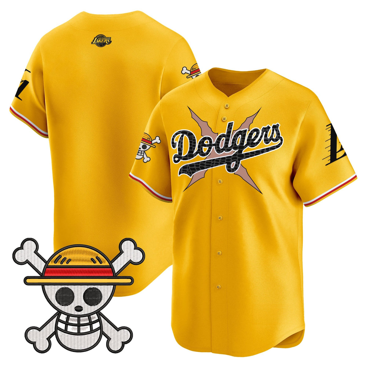 Men's Los Angeles Dodgers x One Piece x Mamba Vapor Premier Limited Jersey - Stitched