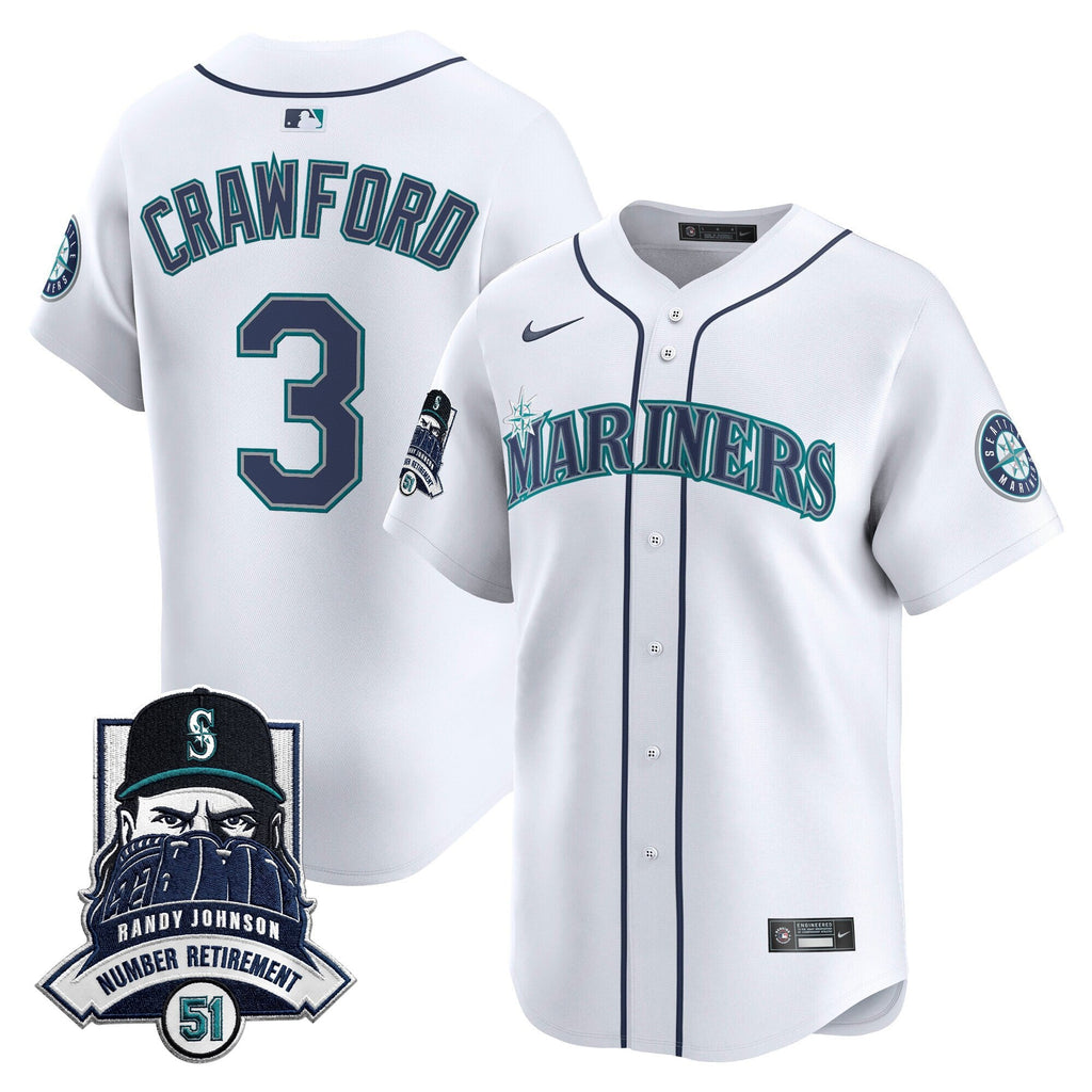 Men's Seattle Mariners Hall-of-Famer Randy Johnson Patch Vapor Premier Limited Jersey - All Stitched