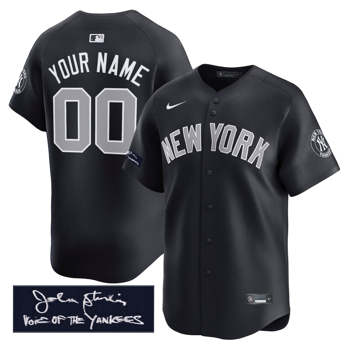 Yankees John Sterling "The Voice of the Yankees" Tribute Patch Vapor Premier Limited Custom Jersey - All Stitched