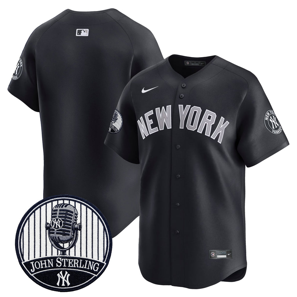 Men's Yankees John Sterling "The Voice of the Yankees" Tribute Patch Vapor Premier Limited Jersey V2 - All Stitched