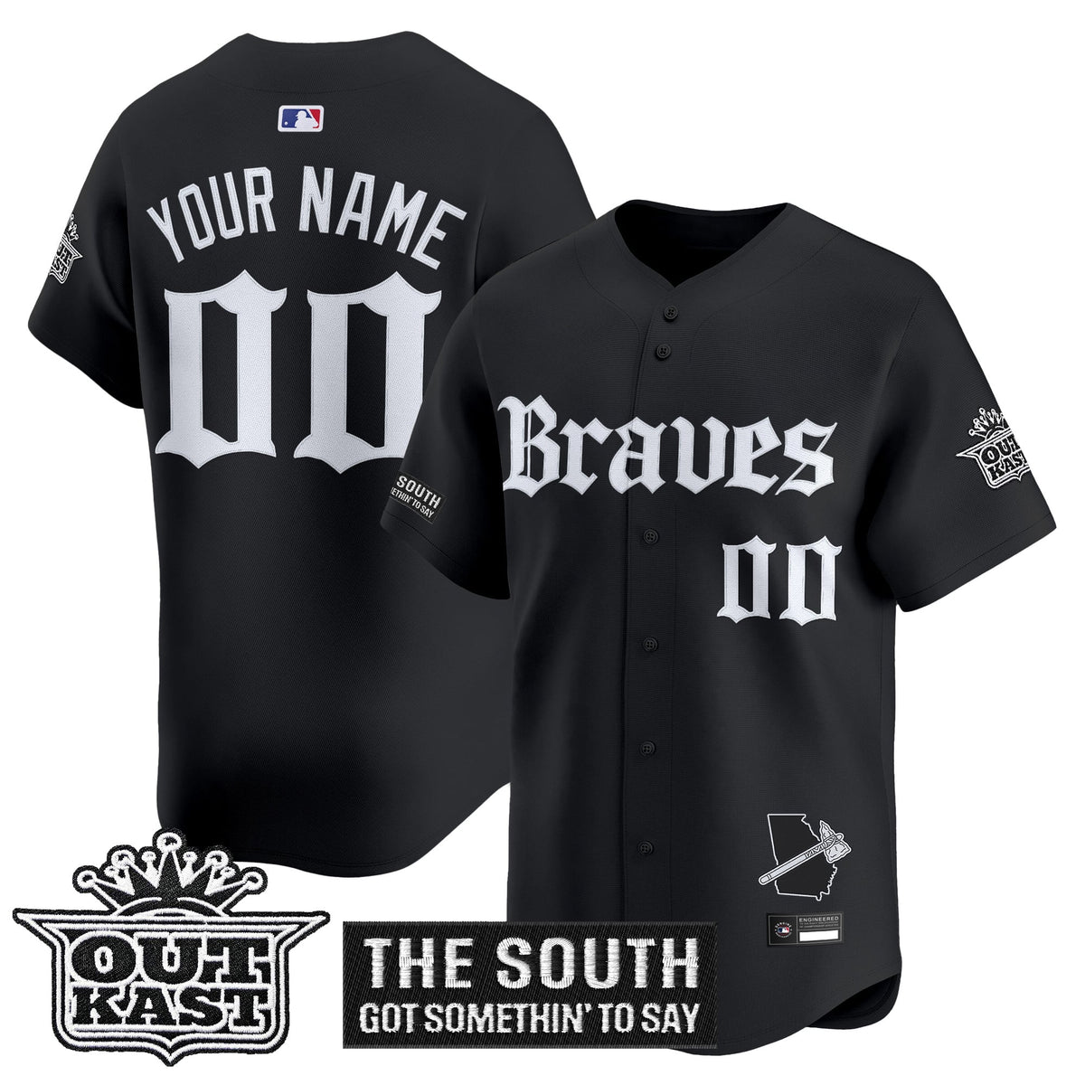Atlanta Braves 'Gothic South x Outkast Edition' Vapor Premier Limited Custom Jersey V2- All Stitched