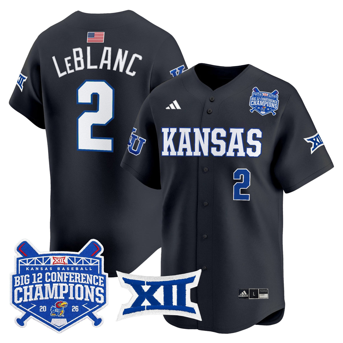 Men's Kansas Jayhawks Baseball Big 12 Conference Champions 2026 Vapor Premier Limited Jersey - All Stitched
