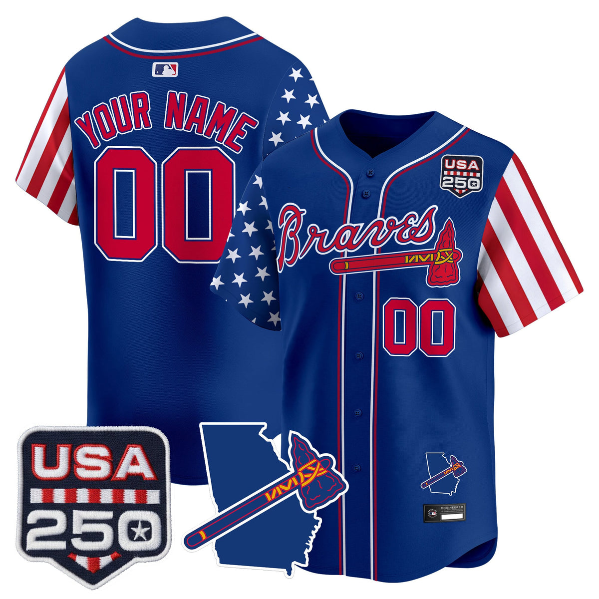 Atlanta Braves "America 250 Edition" Vapor Premier Limited Custom Jersey - All Stitched