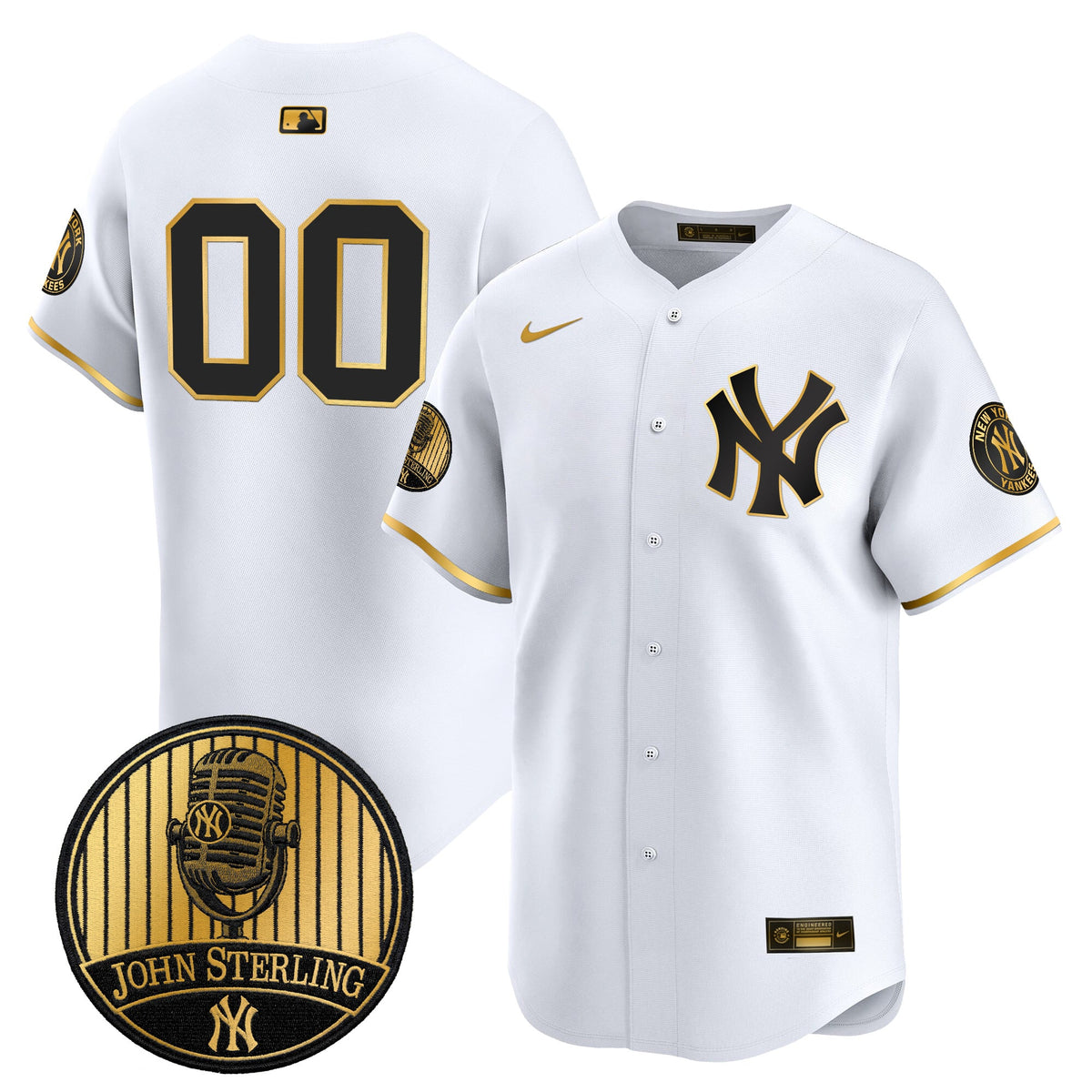 Yankees John Sterling "The Voice of the Yankees" Tribute Patch Vapor Premier Limited Custom Jersey V3 - All Stitched