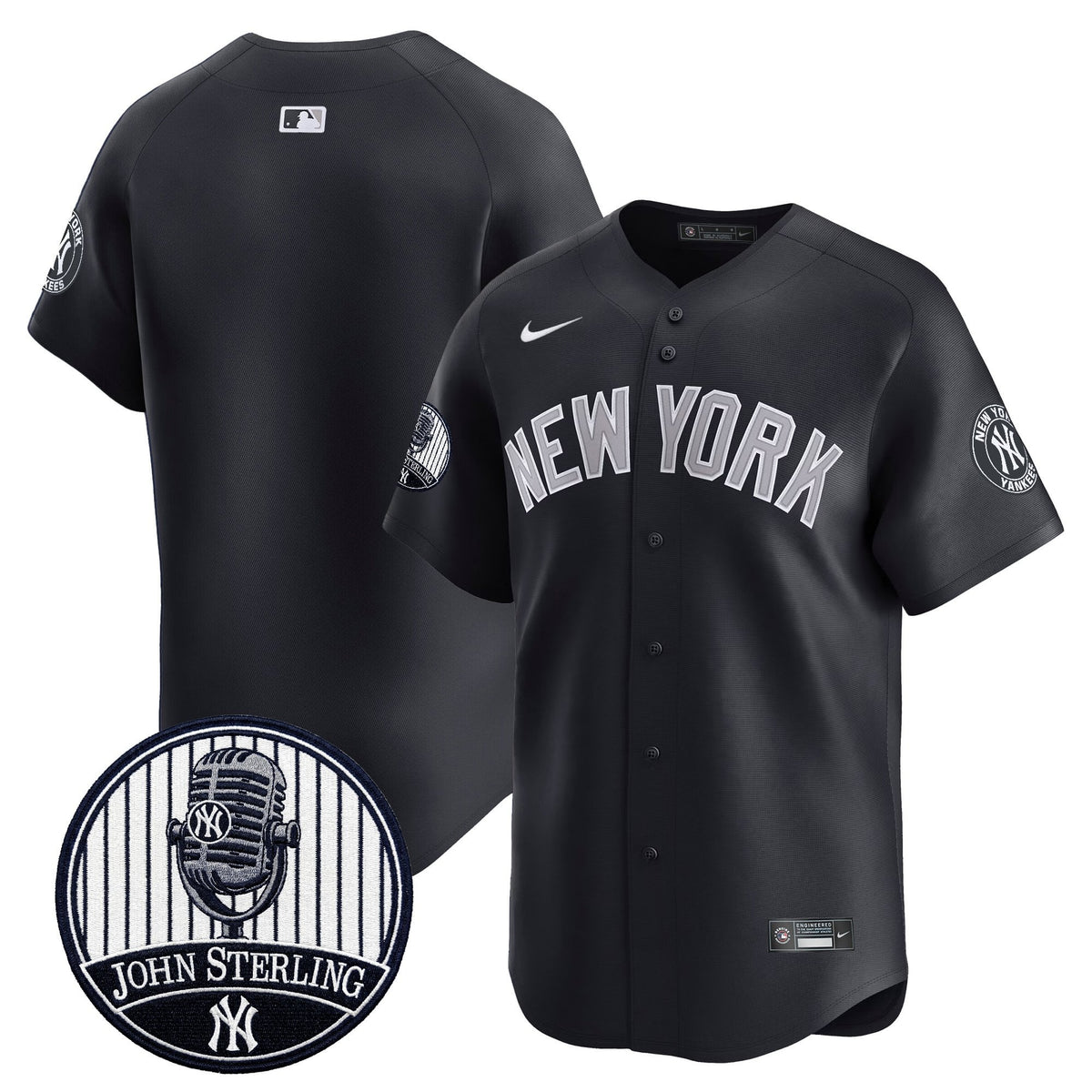 Men's Yankees John Sterling "The Voice of the Yankees" Tribute Patch Vapor Premier Limited Jersey V3 - All Stitched