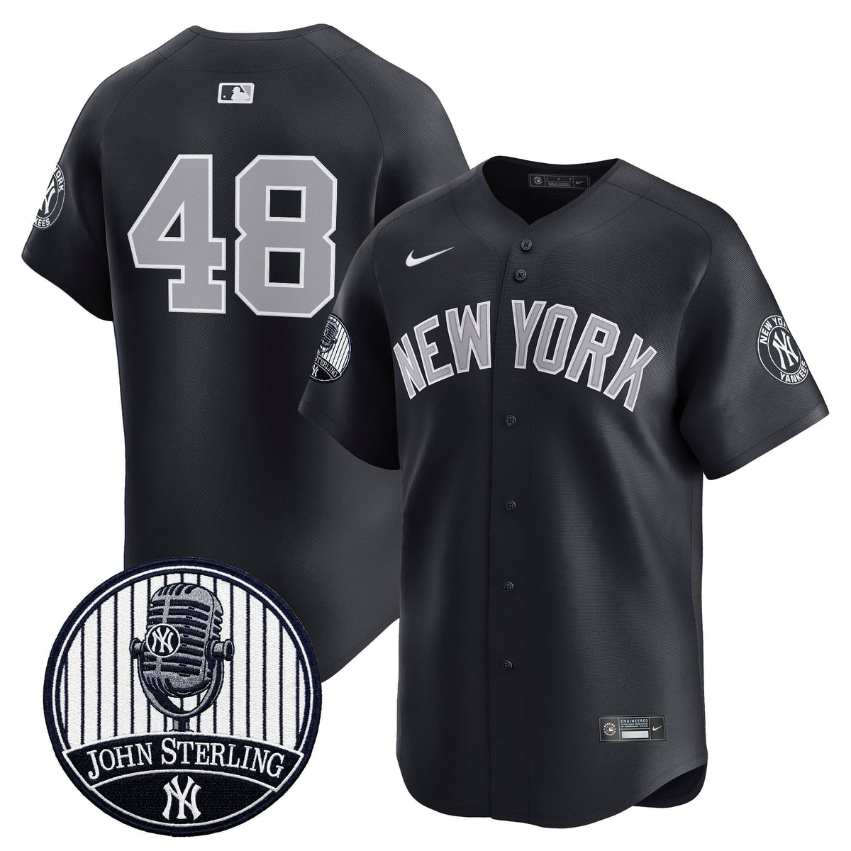 Men's Yankees John Sterling "The Voice of the Yankees" Tribute Patch Vapor Premier Limited Jersey V3 - All Stitched