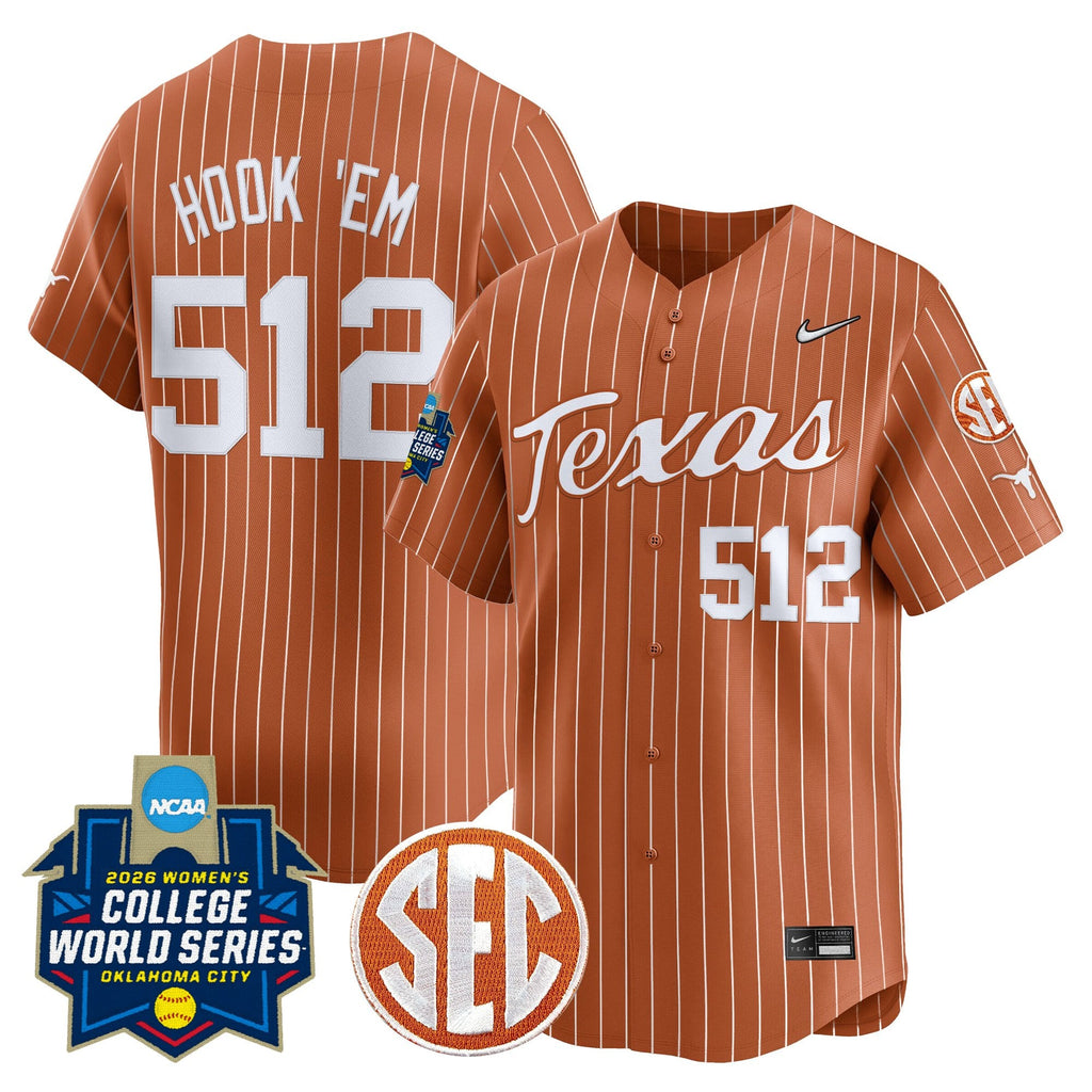 Men's size - Texas Longhorns Softball 2026 World Series (WCWS) Vapor Premier Limited Jersey - All Stitched