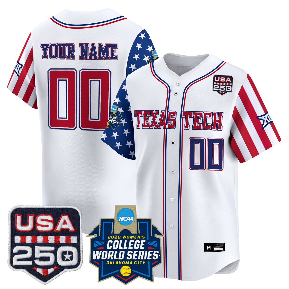 Texas Tech Red Raiders "America 250 Edition" Vapor Premier Limited Custom Jersey - 2026 World Series (WCWS) - All Stitched